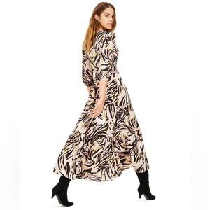 Bar III Womens Animal Print 3/4 Sleeve V Neck Maxi Wrap Dress